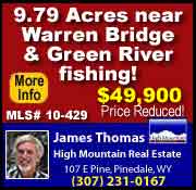 See James Thomas at High Mountain Real Estate in Pinedale for more information about this property.