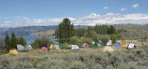 Half Moon firecamp on Sandy Beach at Fremont Lake