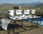 Portable sinks at the Boulder firecamp near Bondurant. Photo by Pinedale Online.