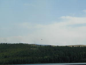 Helicopter droping water