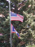 Flags at half mast. Photo by Delsa Allen of the Pinedale Roundup