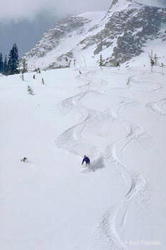 Skiing below Schiestler Peak. Photo by Ben Franklin.