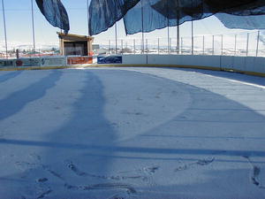 First layers of ice are on the rink.