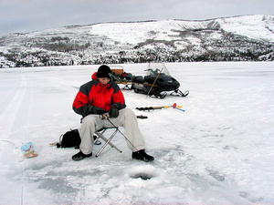 Ice fishing on Half Moon Lake