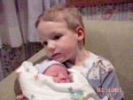 Clancy with new baby sister Emma