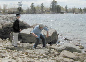 Enjoying a lazy weekend day skipping rocks on Fremont Lake.
