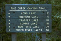 Pine Creek Canyon trail sign. Pinedale Online photo.
