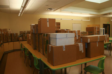 Boxes and boxes. Photo by Pam McCulloch.