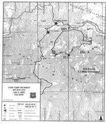 Cow Camp Fire Map. USFS graphic, used with permission.