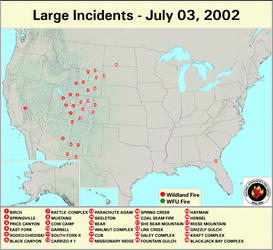 Large fires, July 3rd, NIFC map