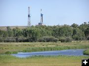 Swans and drill rigs. Photo by Pinedale Online.