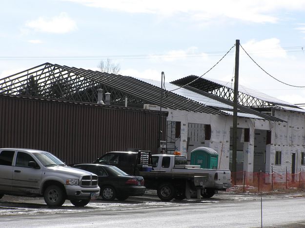 Trusses are up. Photo by Pinedale Online.