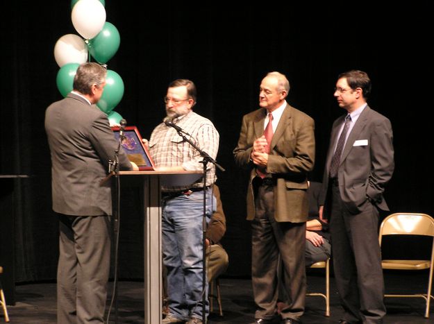 Accepting award. Photo by Pinedale Online.