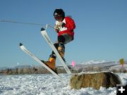 Making the Jump. Photo by Clint Gilchrist, Pinedale Online.