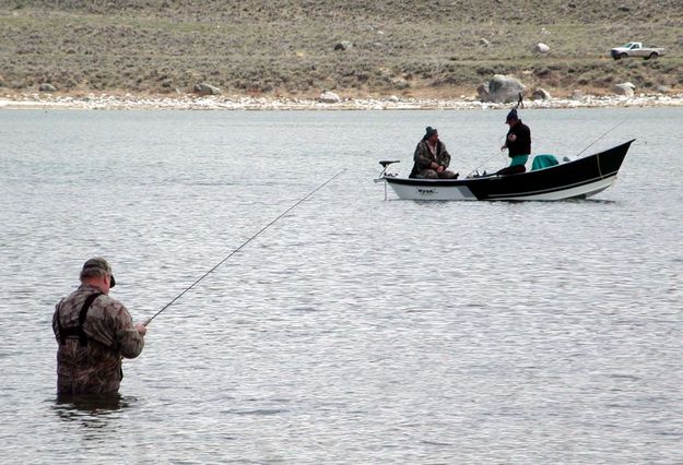 Wader and Boat Fishing. Photo by Pinedale Online.