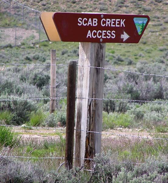 Scab Creek Access sign. Photo by Pinedale Online.