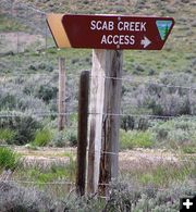 Scab Creek Access sign. Photo by Pinedale Online.