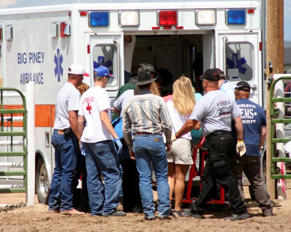 Jake Larson in Ambulance. Photo by Pinedale Online.