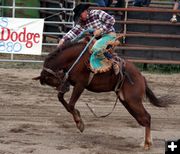 Saddle Bronc Rider Bryon Lozier. Photo by Pinedale Online.