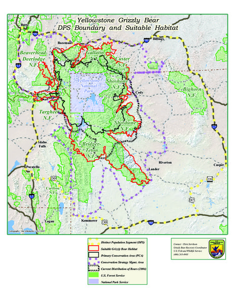 Yellowstone Grizzly Map. Photo by USFWS.