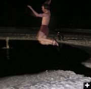 Jump in an icy pond. Photo by Pinedale Online.