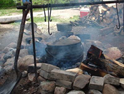 Dutch oven cooking. Photo by Bridger Wilderness Outfitters.