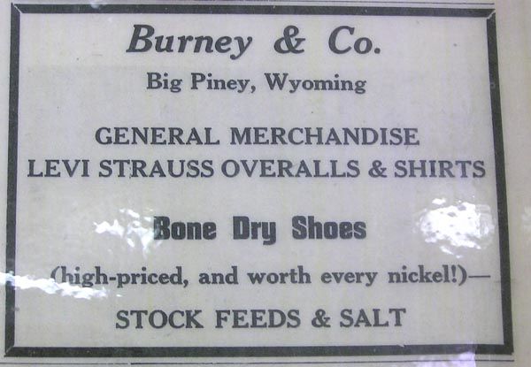 Early Burneys ad. Photo by Dawn Ballou, Pinedale Online.
