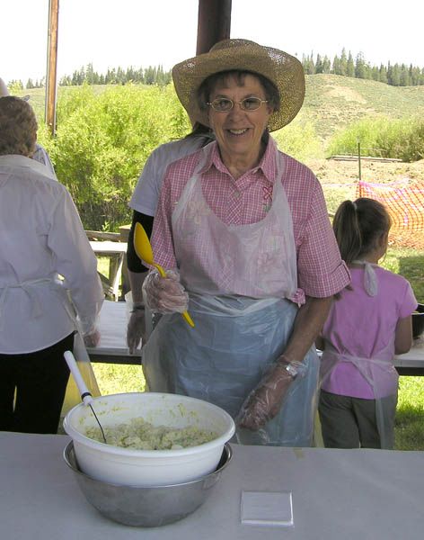 Serving Potato Salad. Photo by Pinedale Online.