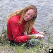 Holding Katies fish. Photo by Dawn Ballou, Pinedale Online.