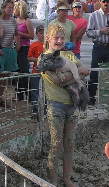 Greased Pig Contest. Photo by Dawn Ballou, Pinedale Online.