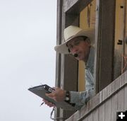 Matt Bombard Announcer. Photo by Dawn Ballou, Pinedale Online.
