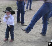 Roped Dad's foot. Photo by Dawn Ballou, Pinedale Online.