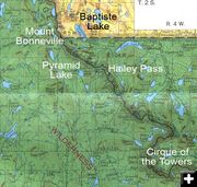 Map of Pyramid Lake area. Photo by USFS map.