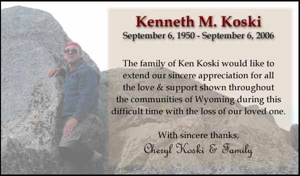 Thank you - Ken Koski family. Photo by .