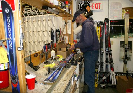 Getting skis ready. Photo by Pam McCulloch, Pinedale Online!.