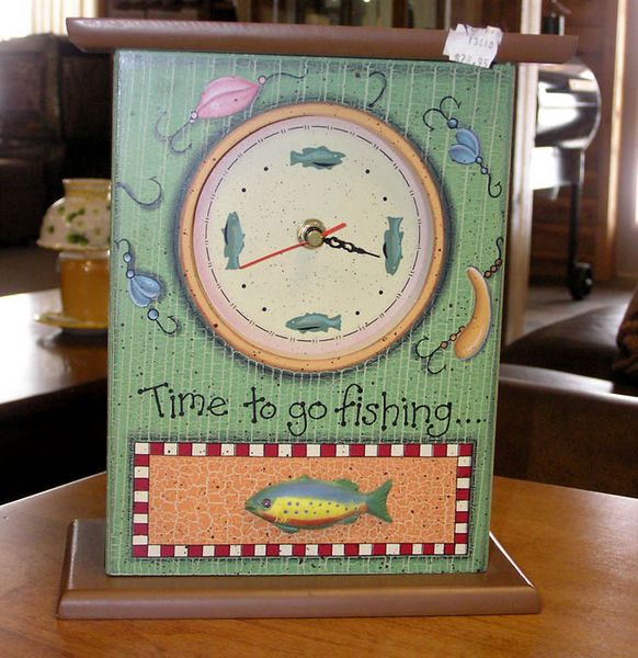 Fishing Clock. Photo by Dawn Ballou, Pinedale Online.