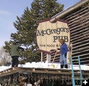 Gayle shoveling snow. Photo by Dawn Ballou, Pinedale Online.