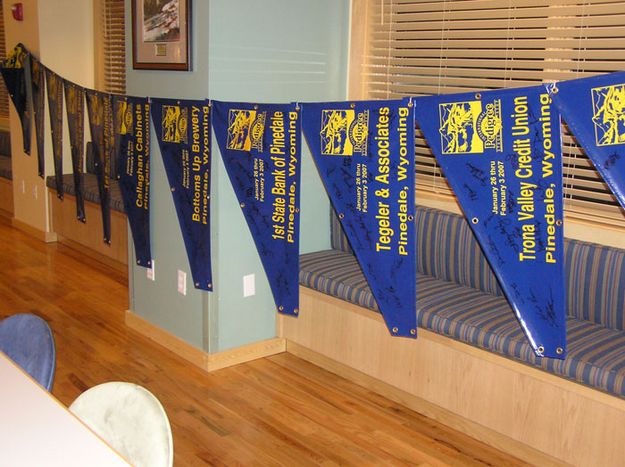 Sponsor banners. Photo by Dawn Ballou, Pinedale Online.