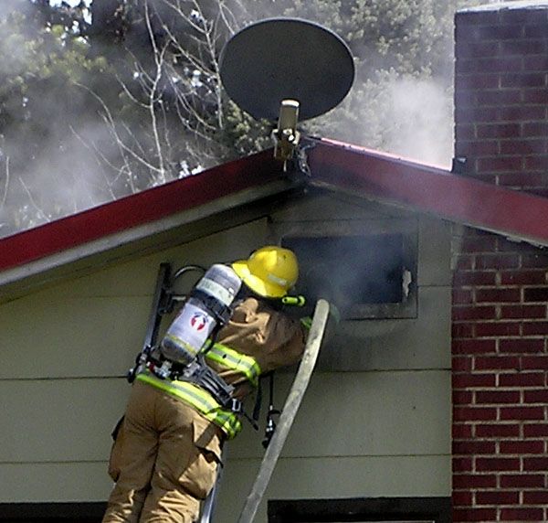 Attic fire. Photo by Dawn Ballou, Pinedale Online.