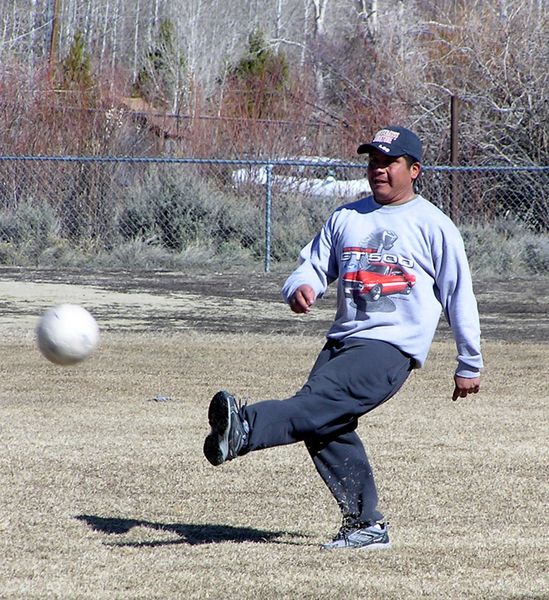 Kick the ball. Photo by Dawn Ballou, Pinedale Online.