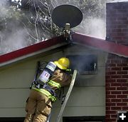 Attic fire. Photo by Dawn Ballou, Pinedale Online.