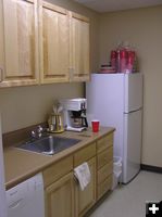 Office kitchen. Photo by Dawn Ballou, Pinedale Online.