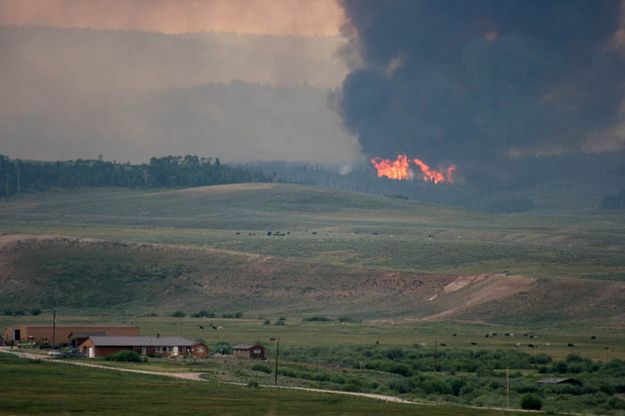 Fire near ranch. Photo by Dawn Ballou, Pinedale Online.