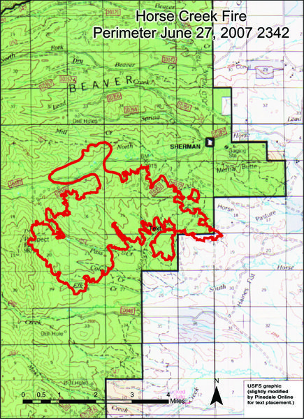 June 28 fire perimeter. Photo by USFS graphic.