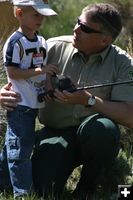 Learning to Cast. Photo by Pam McCulloch, Pinedale Online.