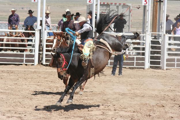 Saddle Bronc. Photo by Clint Gilchrist, Pinedale Online.