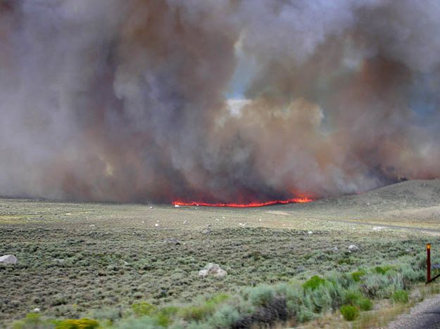 Flames approach. Photo by Jesse Lake, Lakeside Lodge.