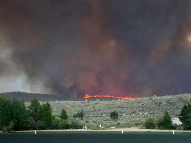 Wall of flames. Photo by Jesse Lake, Lakeside Lodge.