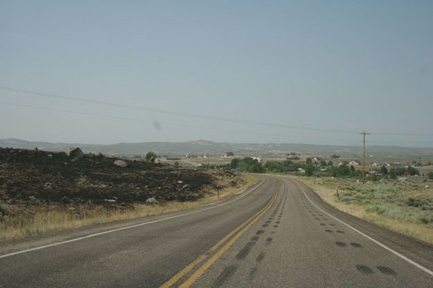 Burned to road. Photo by Dawn Ballou, Pinedale Online.