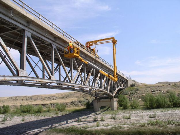 Bridge inspection. Photo by Wyoming Department of Transportation (WYDOT).